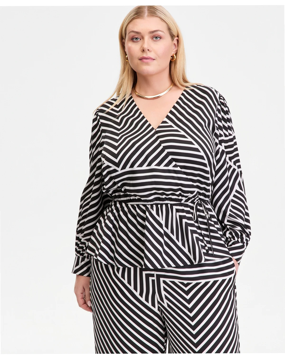 Plus Size Printed Blouson-Sleeve Peplum Top, Macy's Exclusive