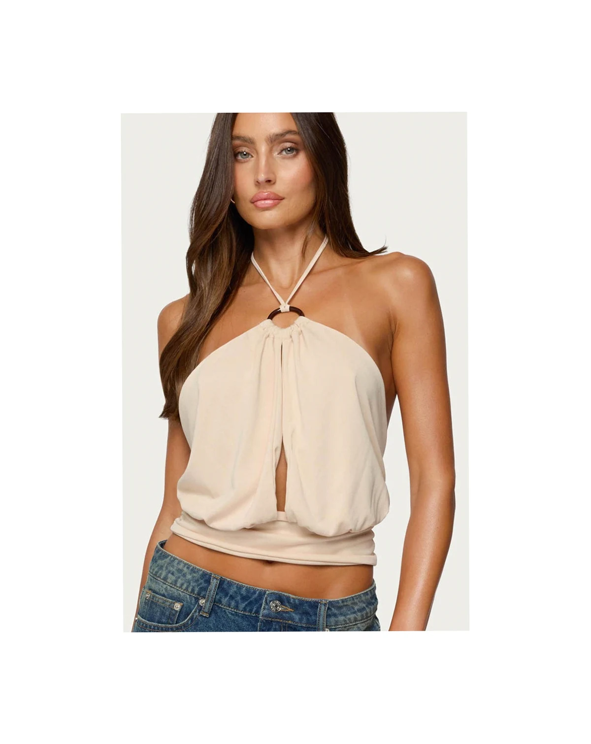 Women's Khalia Backless Cut Out Halter Top