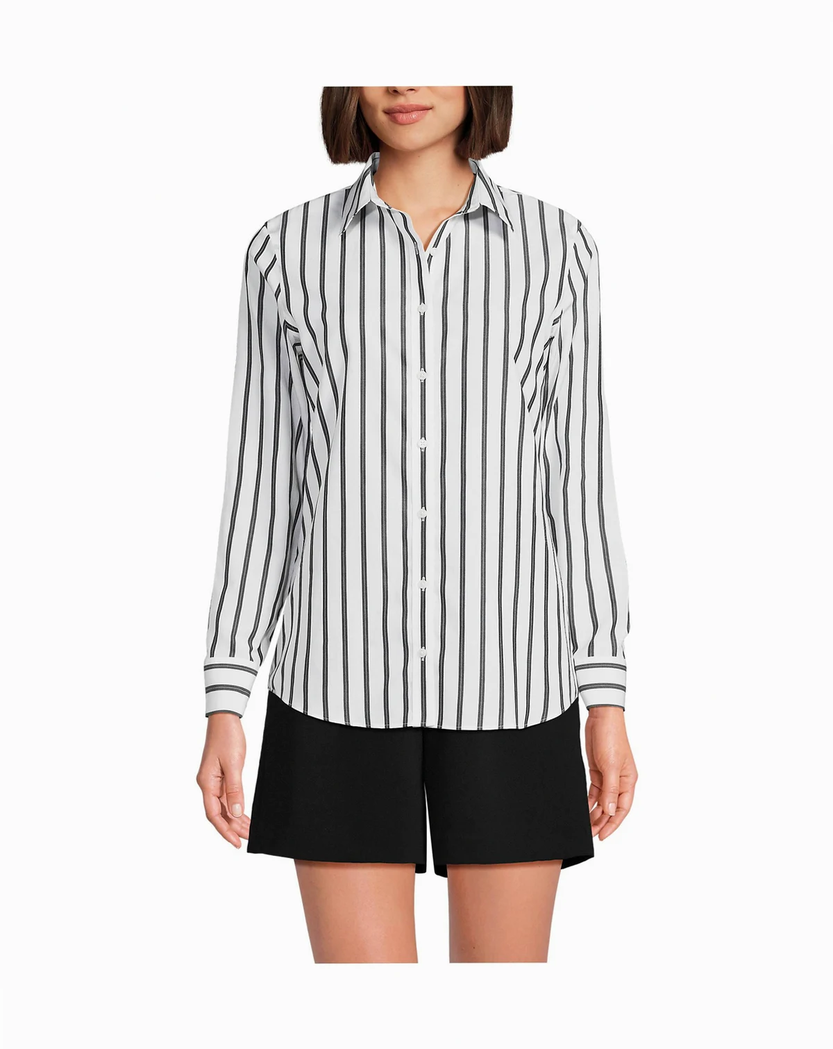 Women's Petite No Iron Button Front Shirt