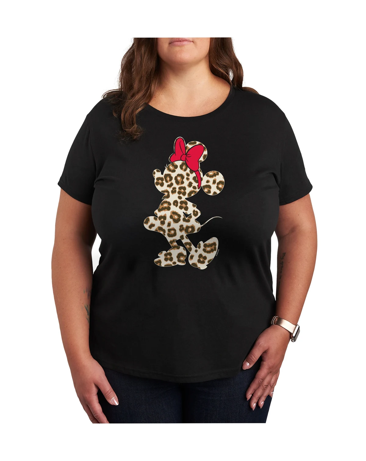 Trendy Plus Size Minnie Mouse Cheetah Silhouette Graphic T-Shirt