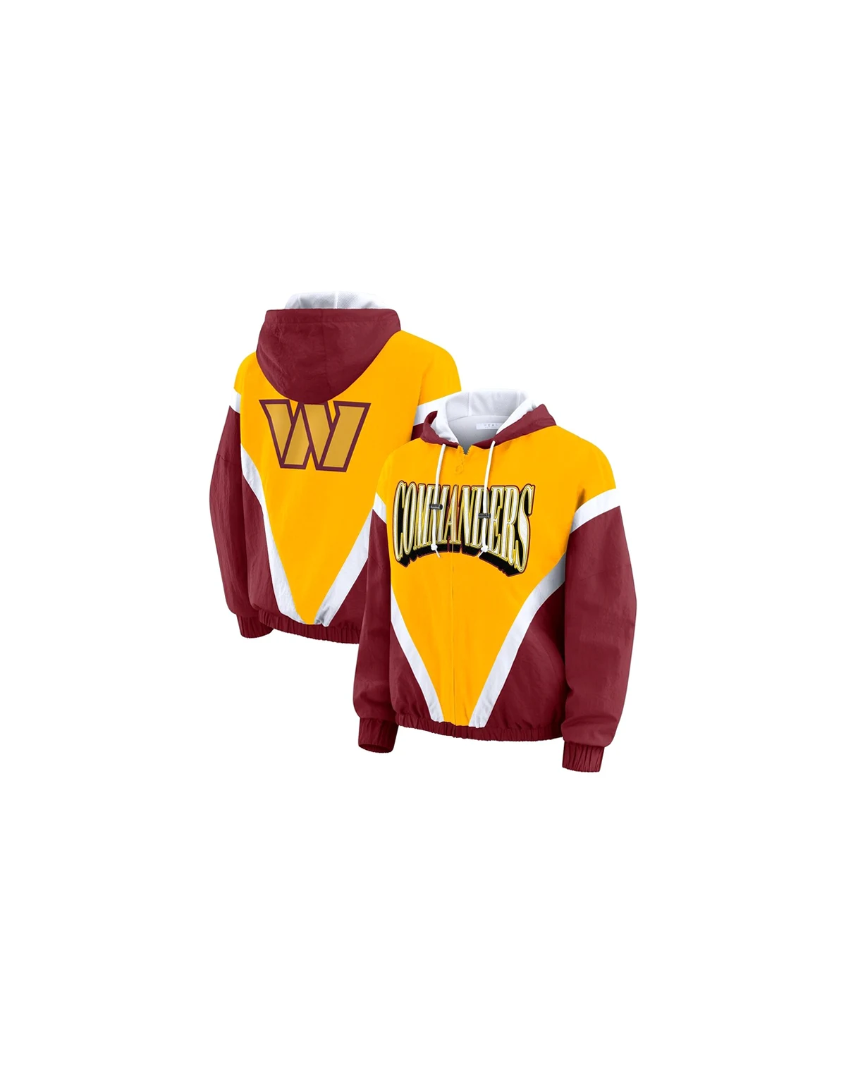 Women's Gold/Burgundy Washington Commanders Retro Crinkle Full-Zip Hoodie Windbreaker Jacket