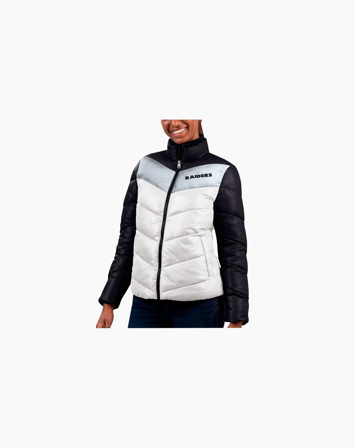 Women's White, Black Las Vegas Raiders New Star Quilted Full-Zip Jacket