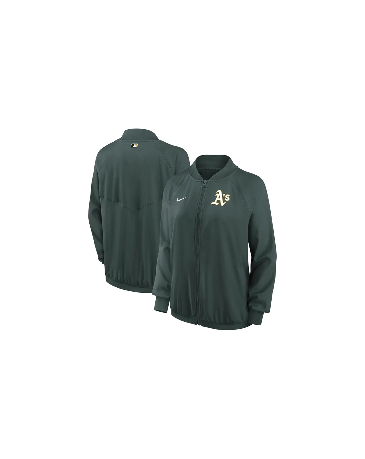 Women's Green Oakland Athletics Authentic Collection Team Raglan Performance Full-Zip Jacket