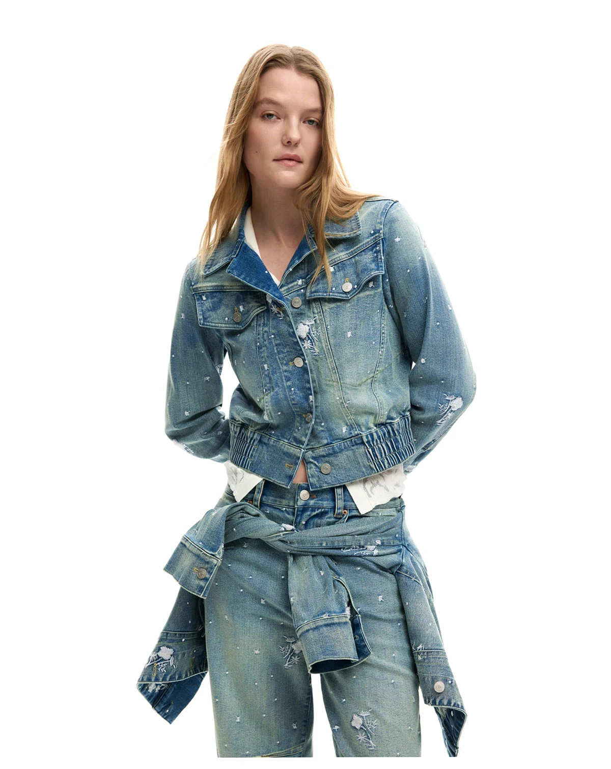 Women's Embroidered trucker jacket