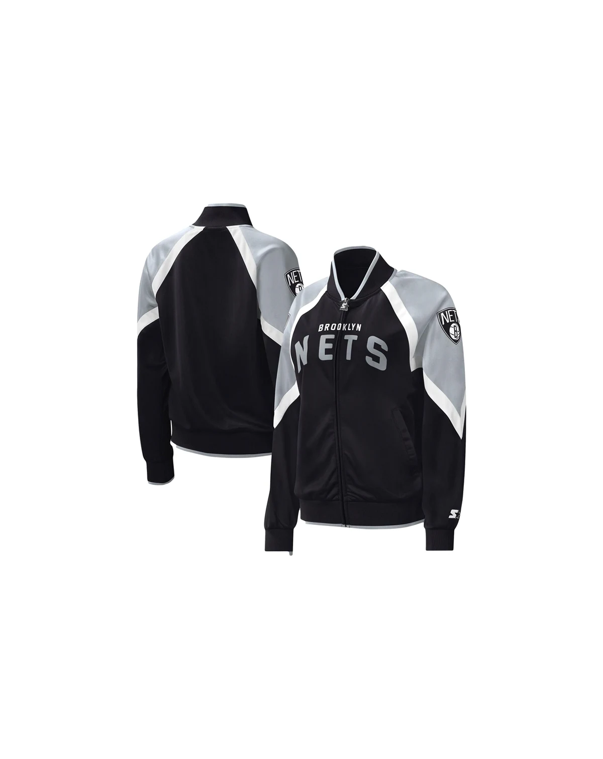 Women's Black Brooklyn Nets Slam Dunk Raglan Full-Zip Track Jacket