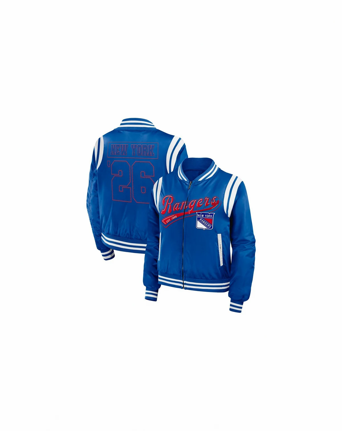 Women's Blue New York Rangers Baller Full-Zip Bomber Jacket