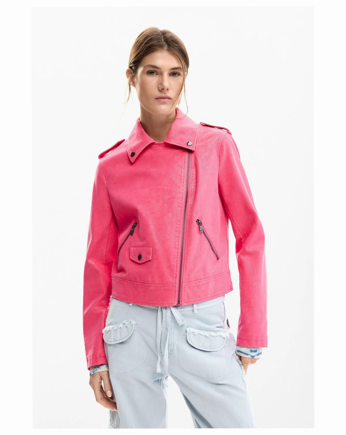 Women's Biker jacket leather effect