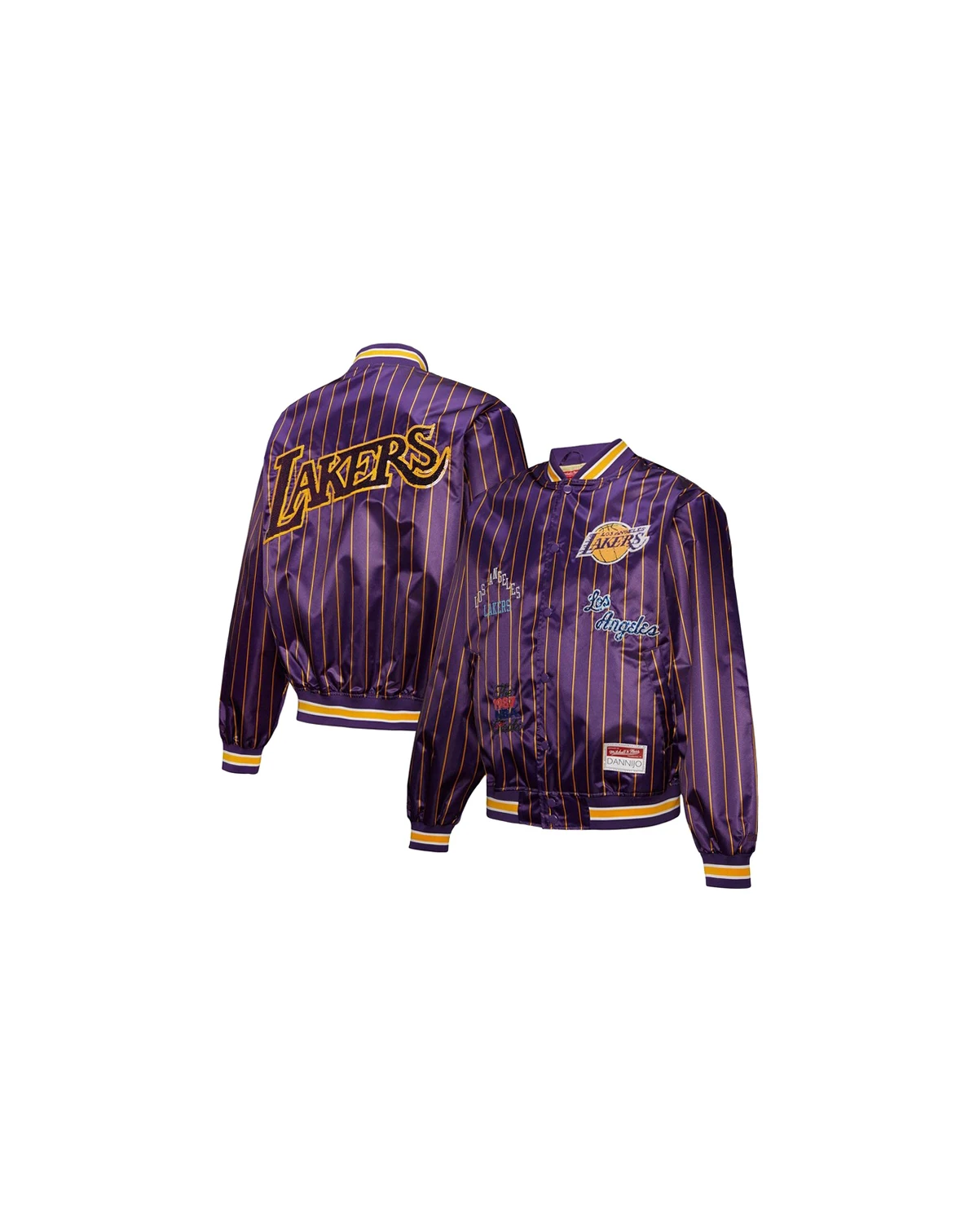 X Dannijo Women's Purple Los Angeles Lakers Satin Full-Snap Jacket