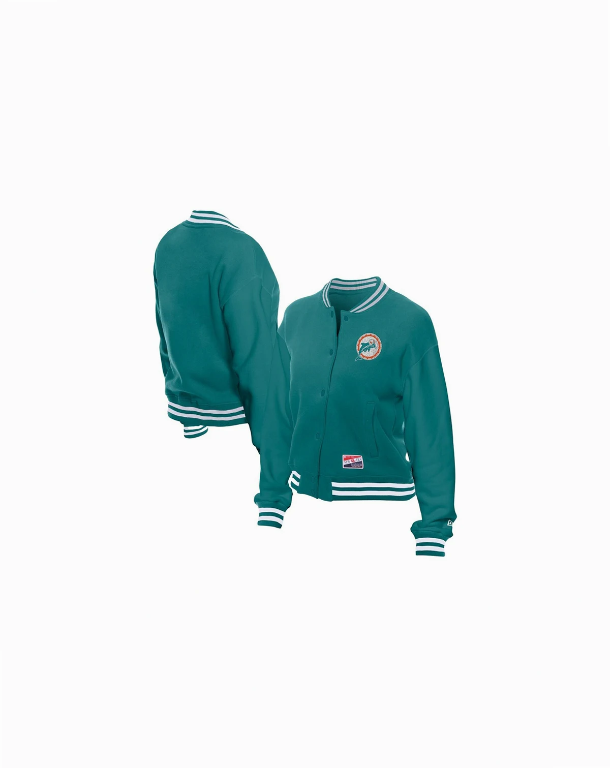 Women's Aqua Miami Dolphins Throwback Fleece Full-Snap Jacket