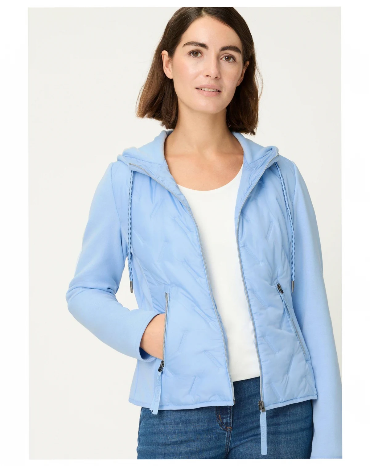 Women's Mixed Media Jacket with Hood