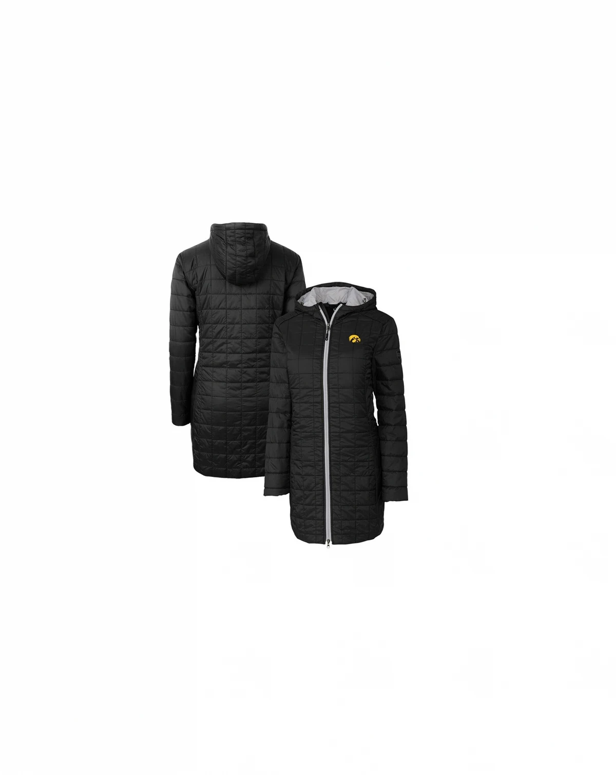 Women's Black Iowa Hawkeyes Rainier PrimaLoft Hooded Long Coat