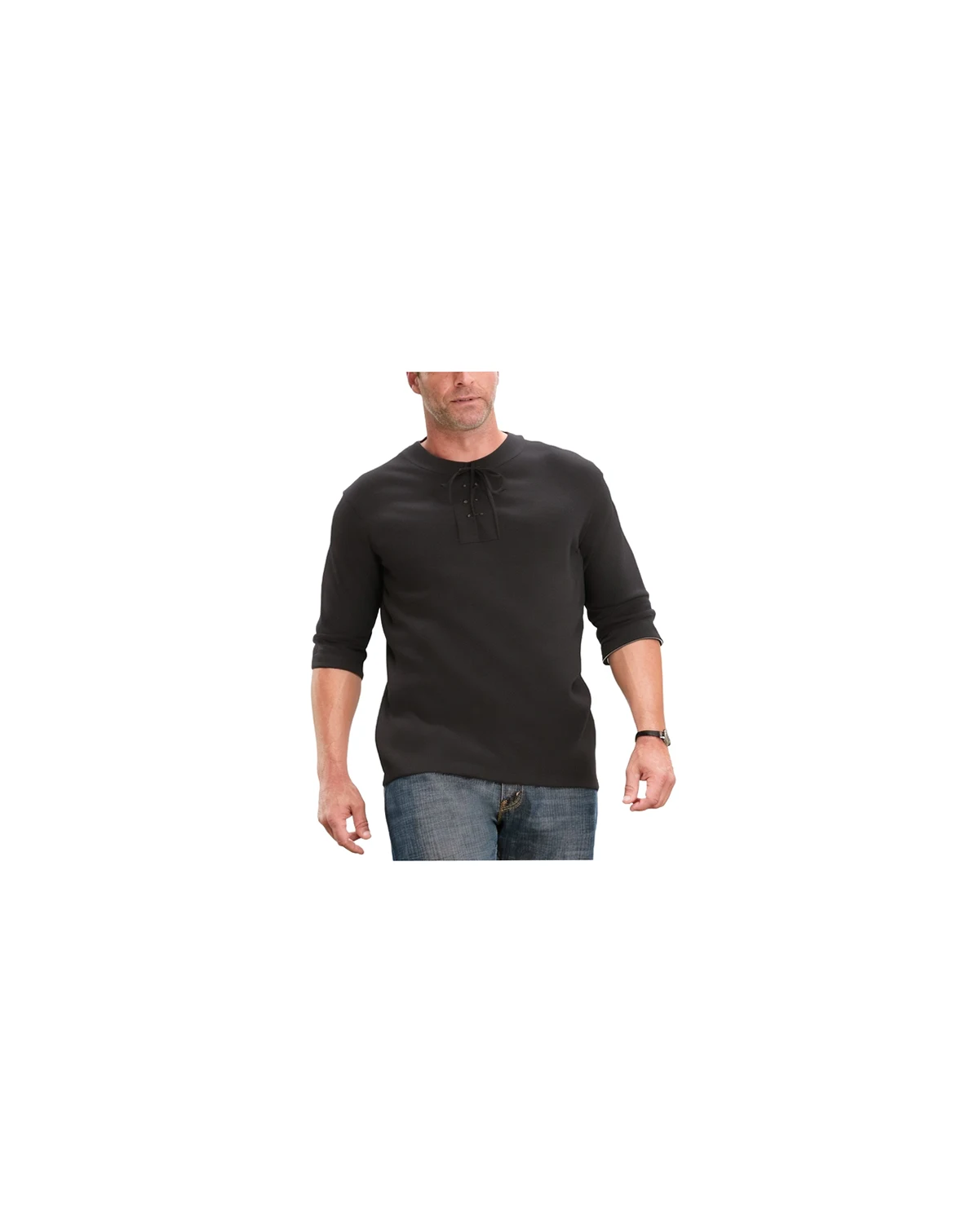 Big & Tall Gauze Lace-Up Shirt