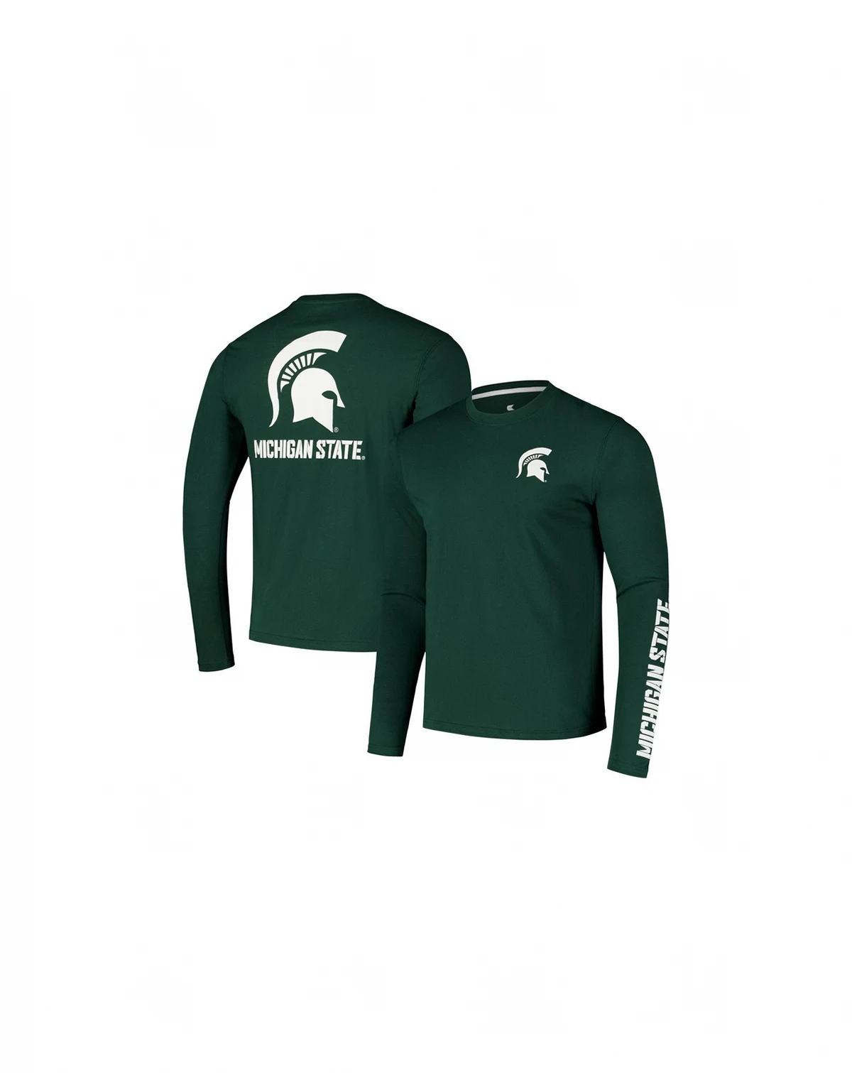 Men's Green Michigan State Spartans Logo Lockup 3-Hit Active Blend Long Sleeve T-Shirt