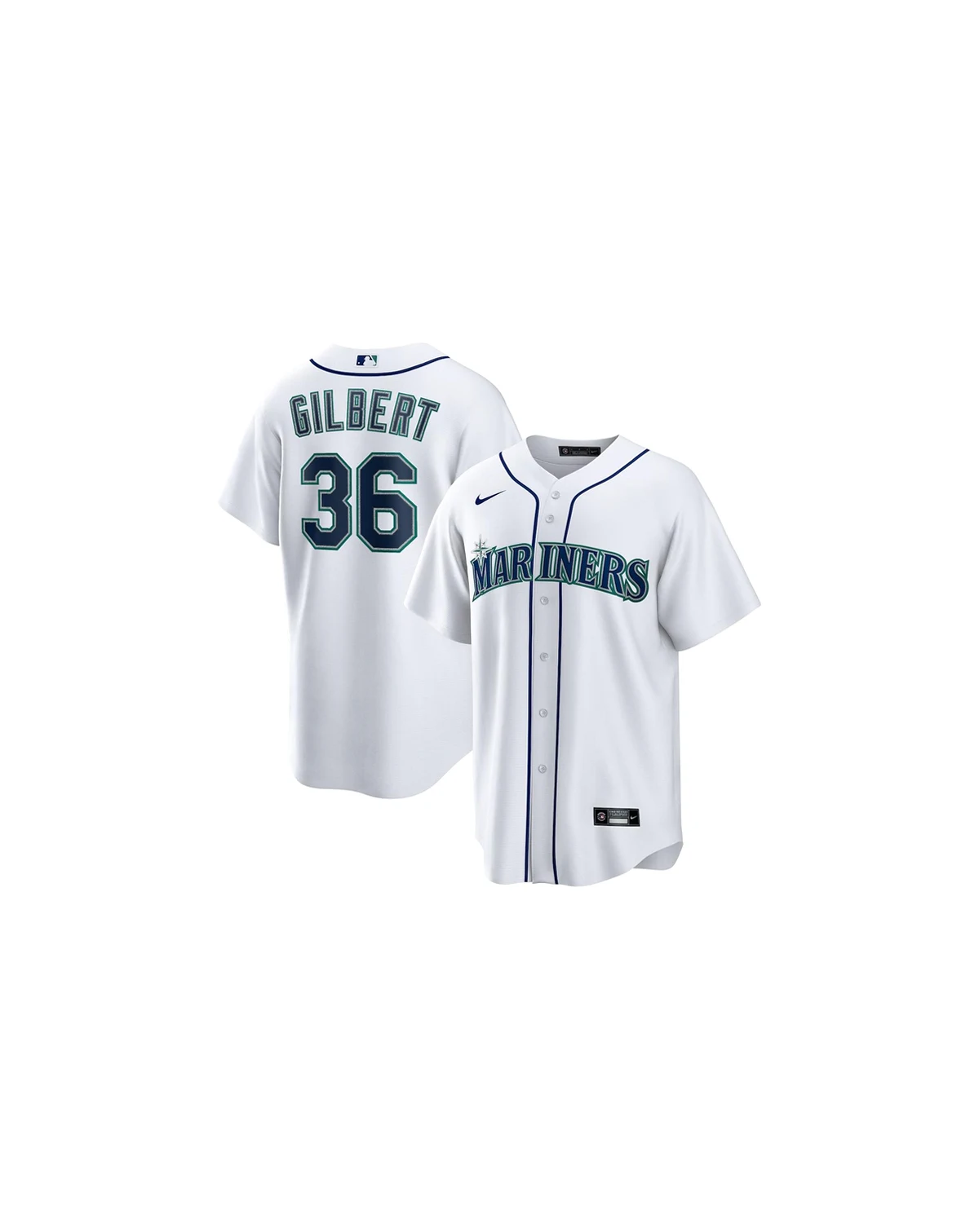 Men's Logan Gilbert White Seattle Mariners Home Replica Jersey