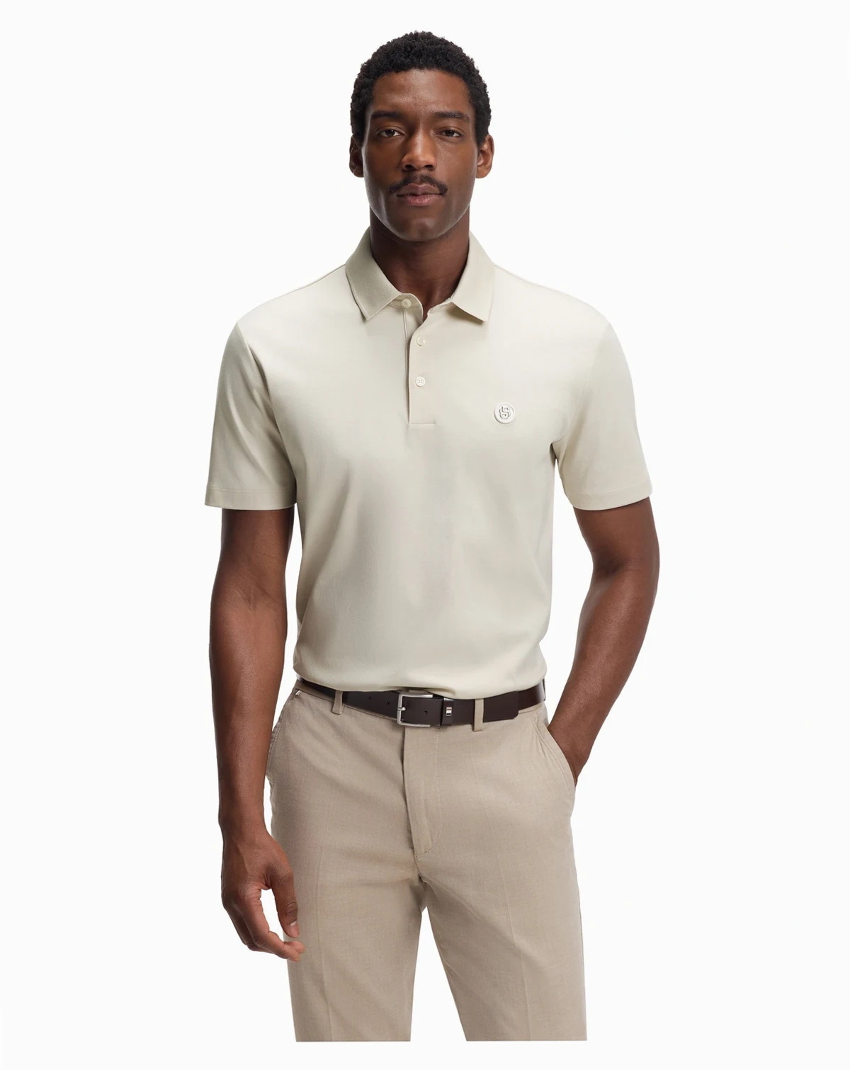 Men's Mercerized-Cotton Double B Monogram Polo Shirt