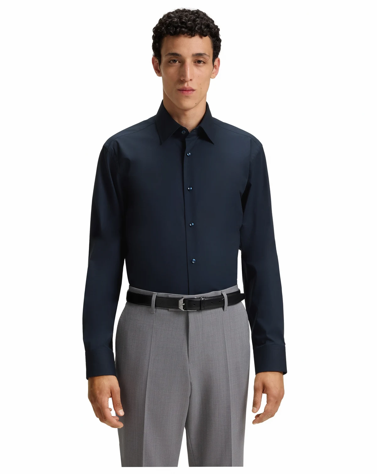 Men's Stretch-Cotton Poplin Regular-Fit Dress Shirt