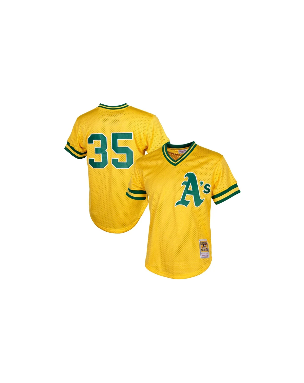 Men's Rickey Henderson Yellow Oakland Athletics Cooperstown Mesh Batting Practice Jersey
