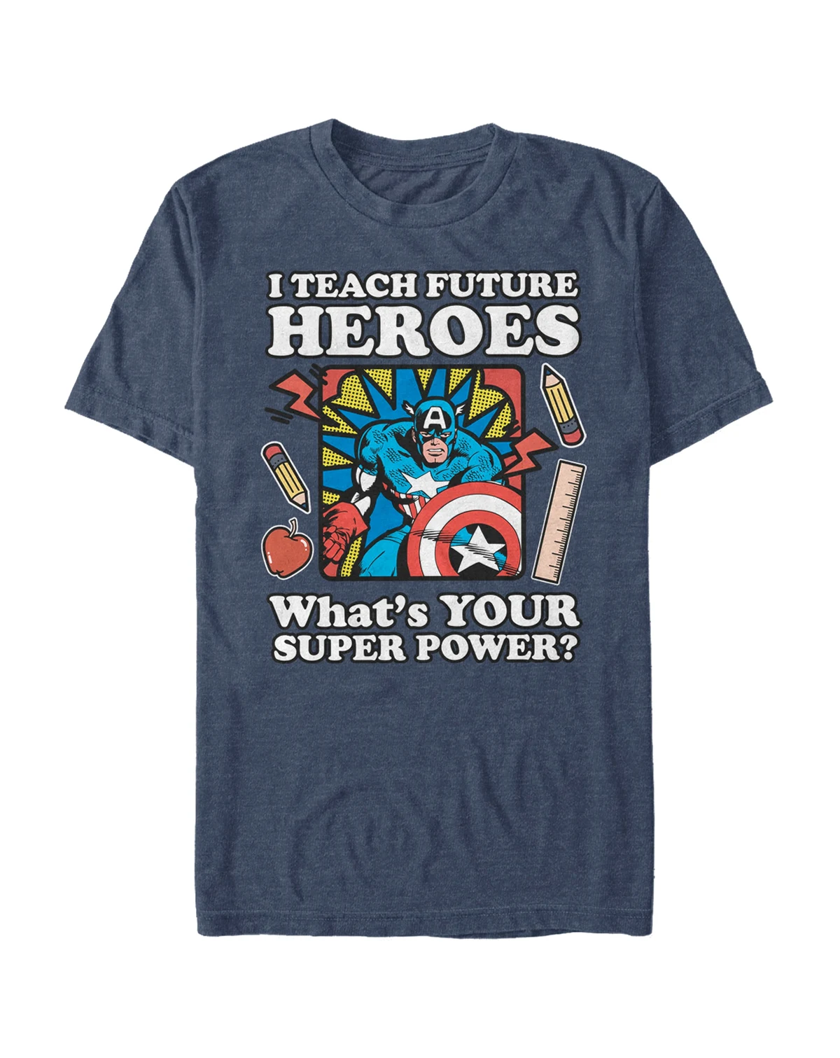 Marvel Men's Comic Collection Vintage Teacher Captain America Short Sleeve T-Shirt