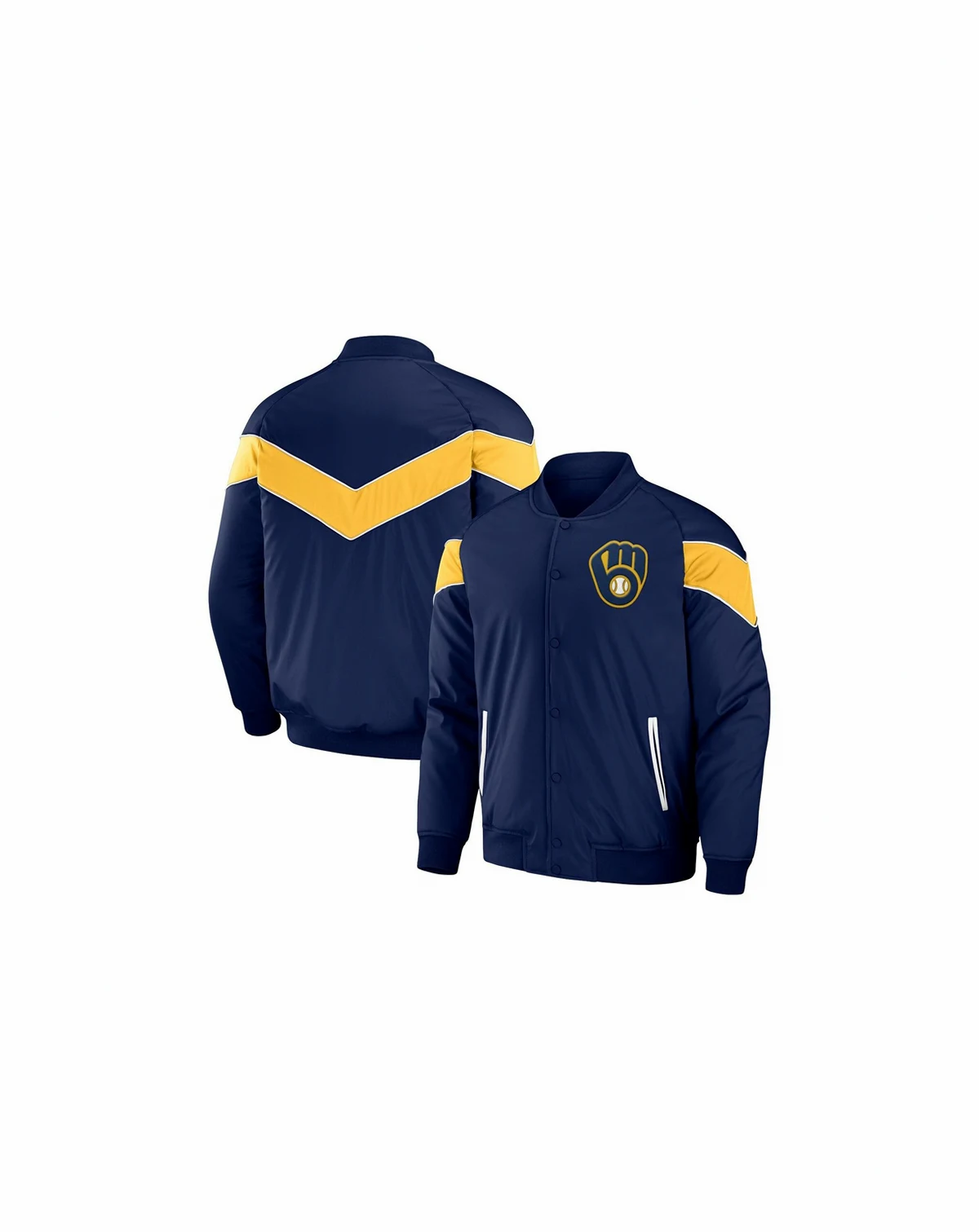 Men's Darius Rucker Collection By Navy Milwaukee Brewers Baseball Raglan Full-Snap Jacket