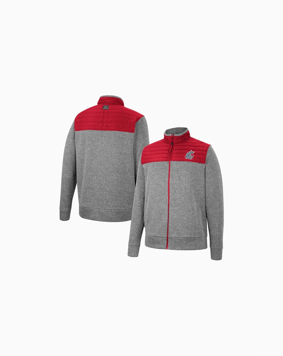 Men's Charcoal, Crimson Washington State Cougars Putter Herringbone Full-Zip Jacket