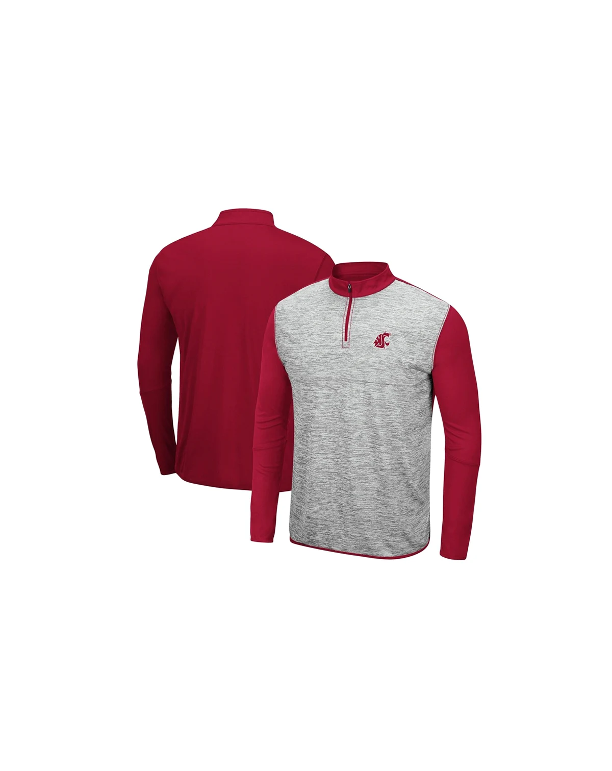 Men's Heathered Gray, Crimson Washington State Cougars Prospect Quarter-Zip Jacket