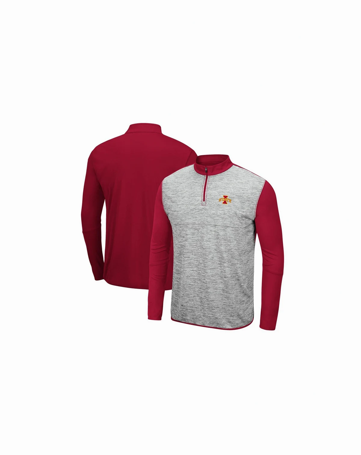 Men's Heathered Gray, Cardinal Iowa State Cyclones Prospect Quarter-Zip Jacket