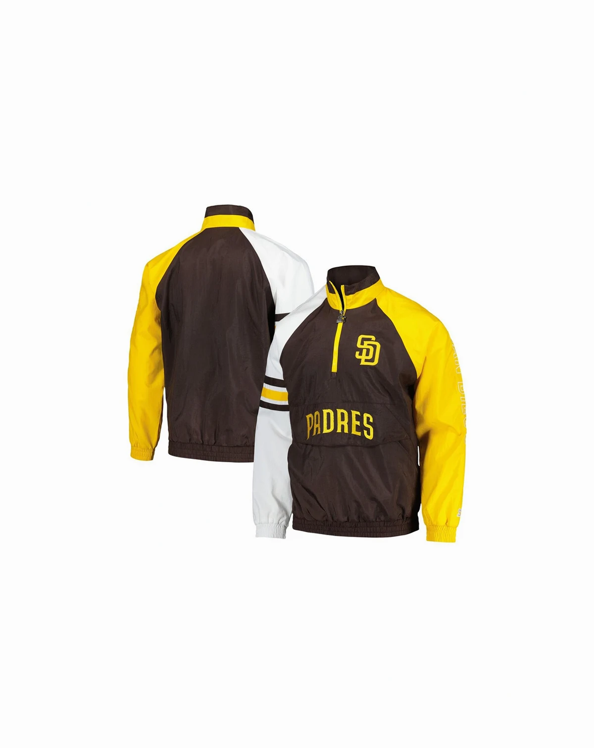 Men's Brown, Gold San Diego Padres Elite Raglan Half-Zip Jacket