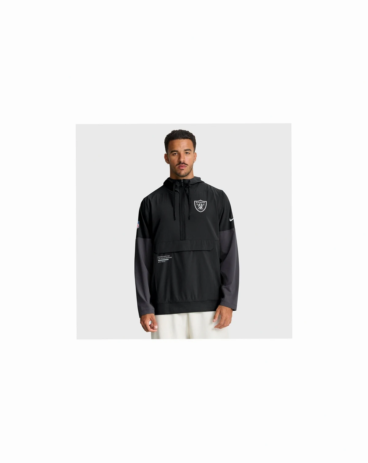 Men's Black Las Vegas Raiders Sideline Anorak Half-Zip Hoodie Jacket