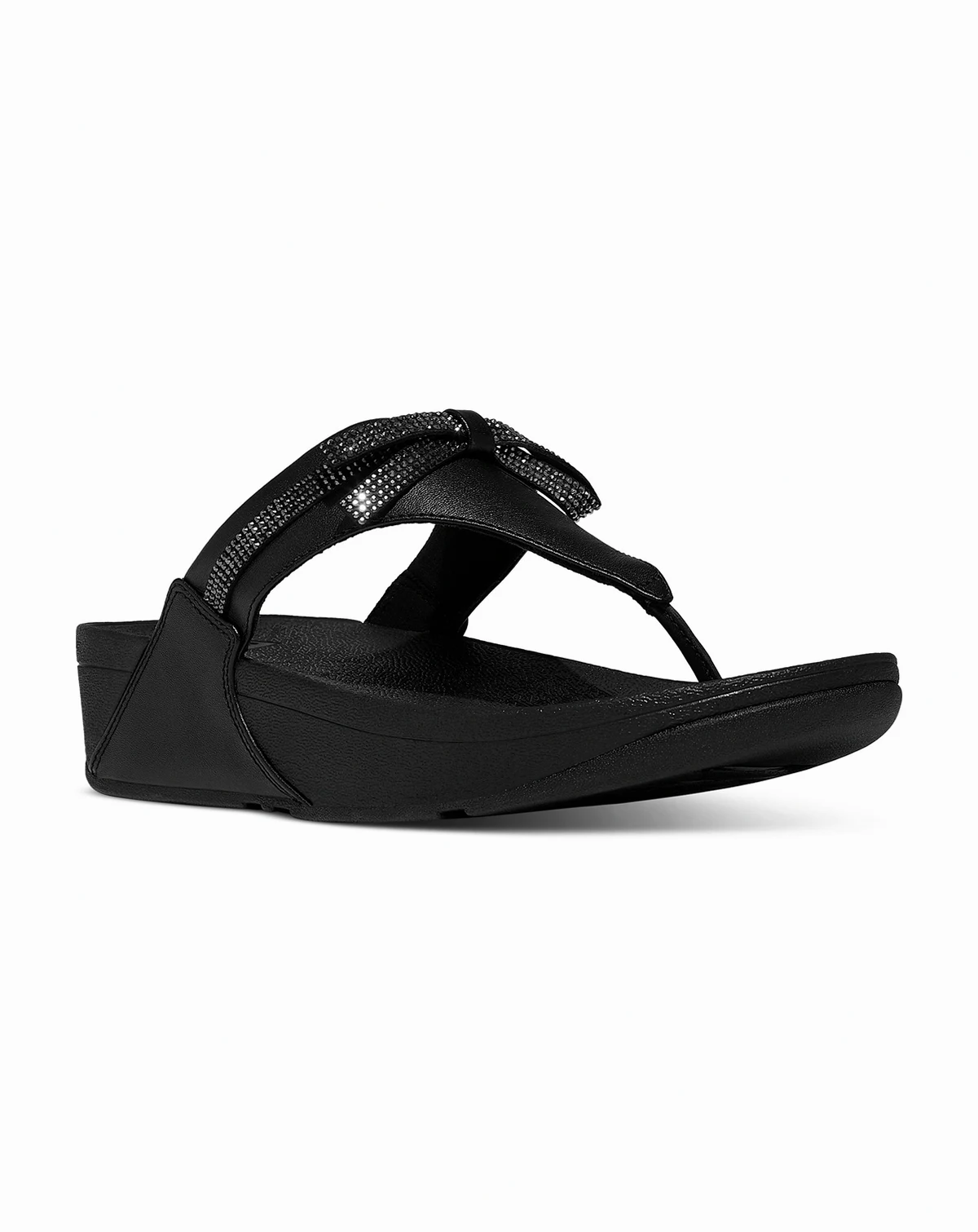 Women's Lulu Glitz-Bow Leather Toe-Post Sandals