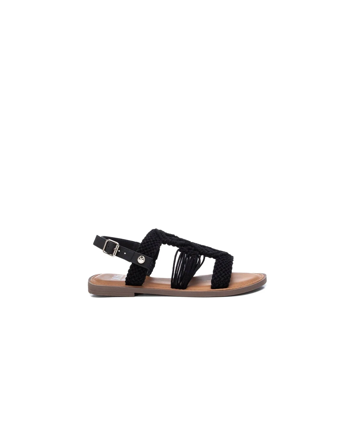 Women's Braided Strap Flat Sandals By  Black