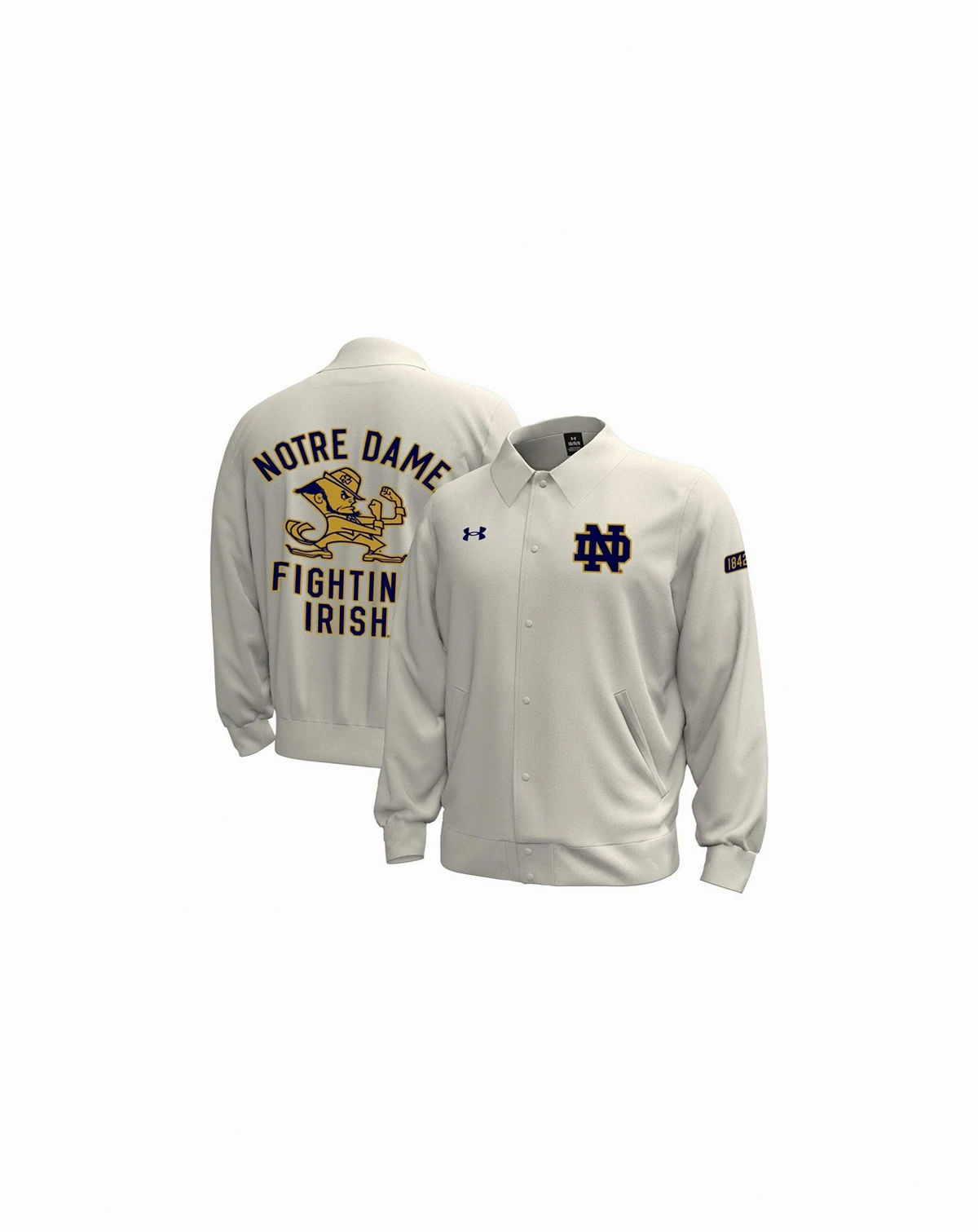 Under Armor Men's Stone Notre Dame Fighting Irish Gameday Icon Full-Snap Fleece Jacket