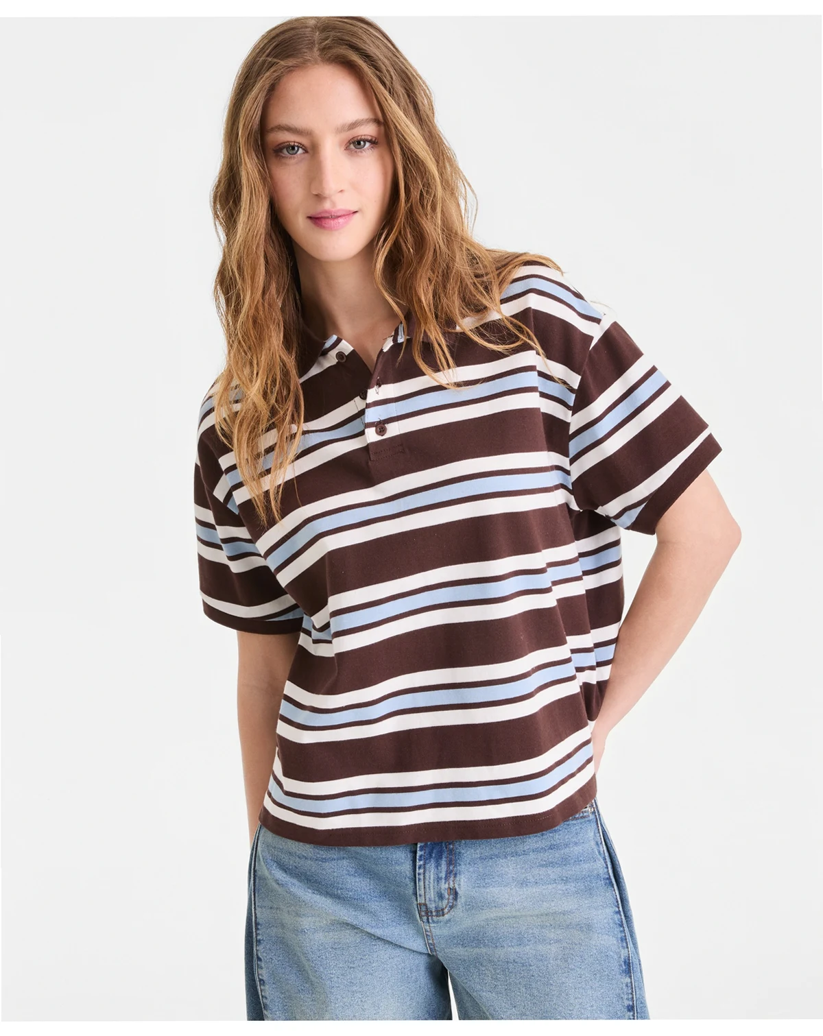 Women's Striped Cotton Short-Sleeve Rugby Shirt, Macy's Exclusive