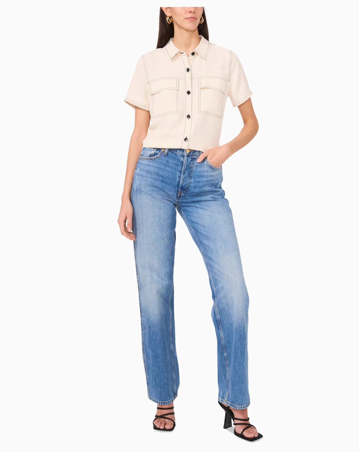 Women's Flap-Pocket Short-Sleeve Top