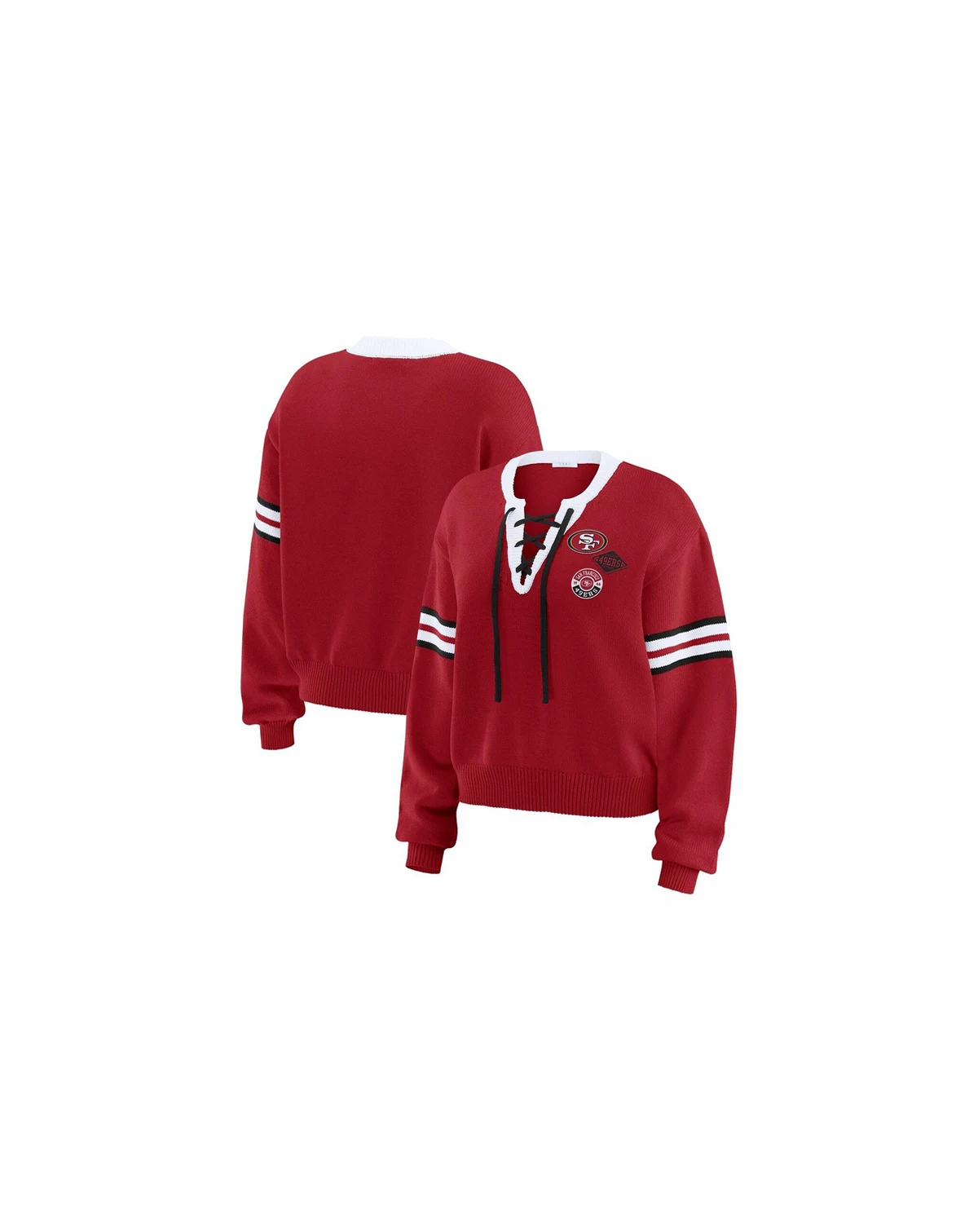 Women's Scarlet San Francisco 49ers Lace-Up Pullover Sweatshirt