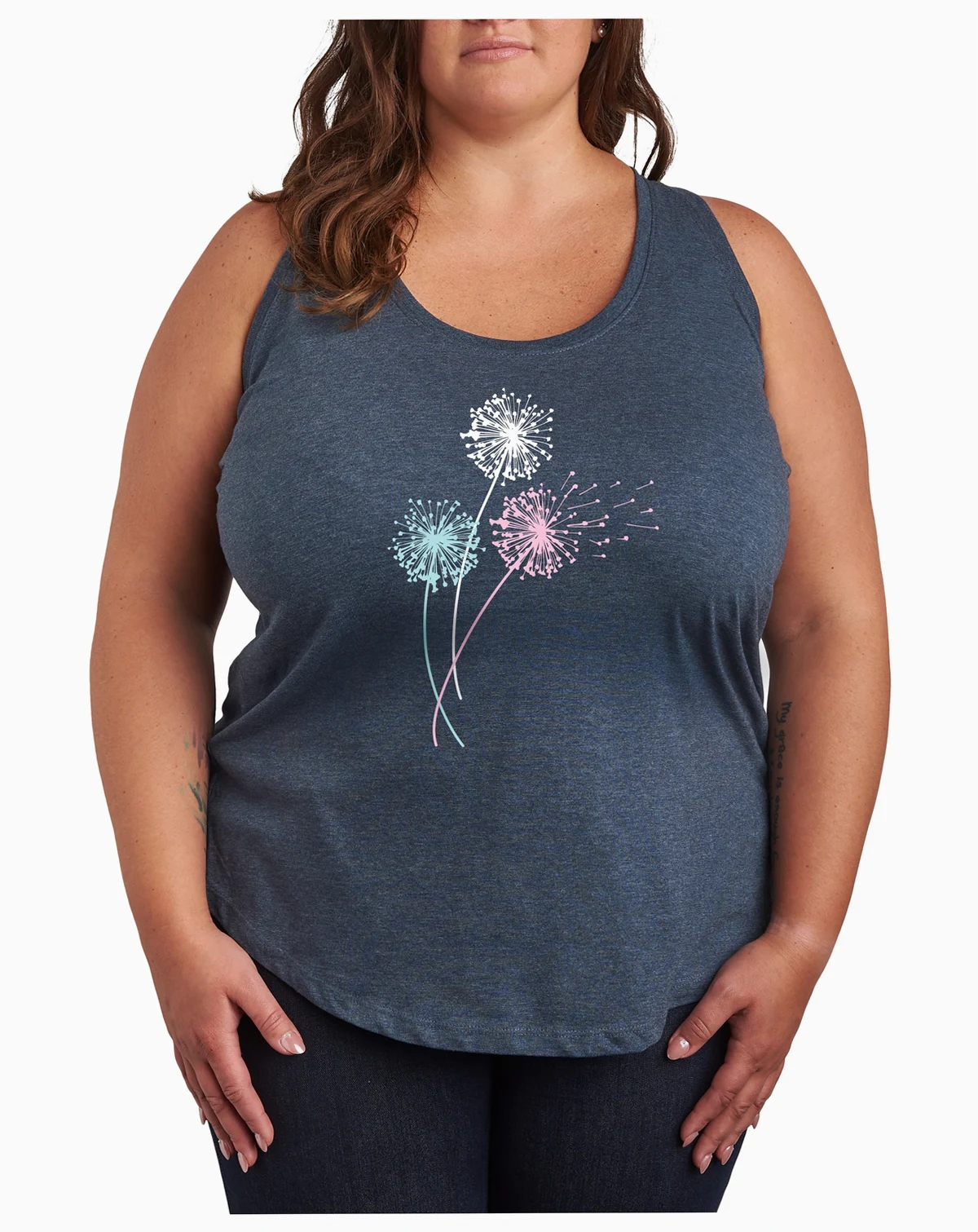Plus Size Pastel Dandelions Graphic Tank Top