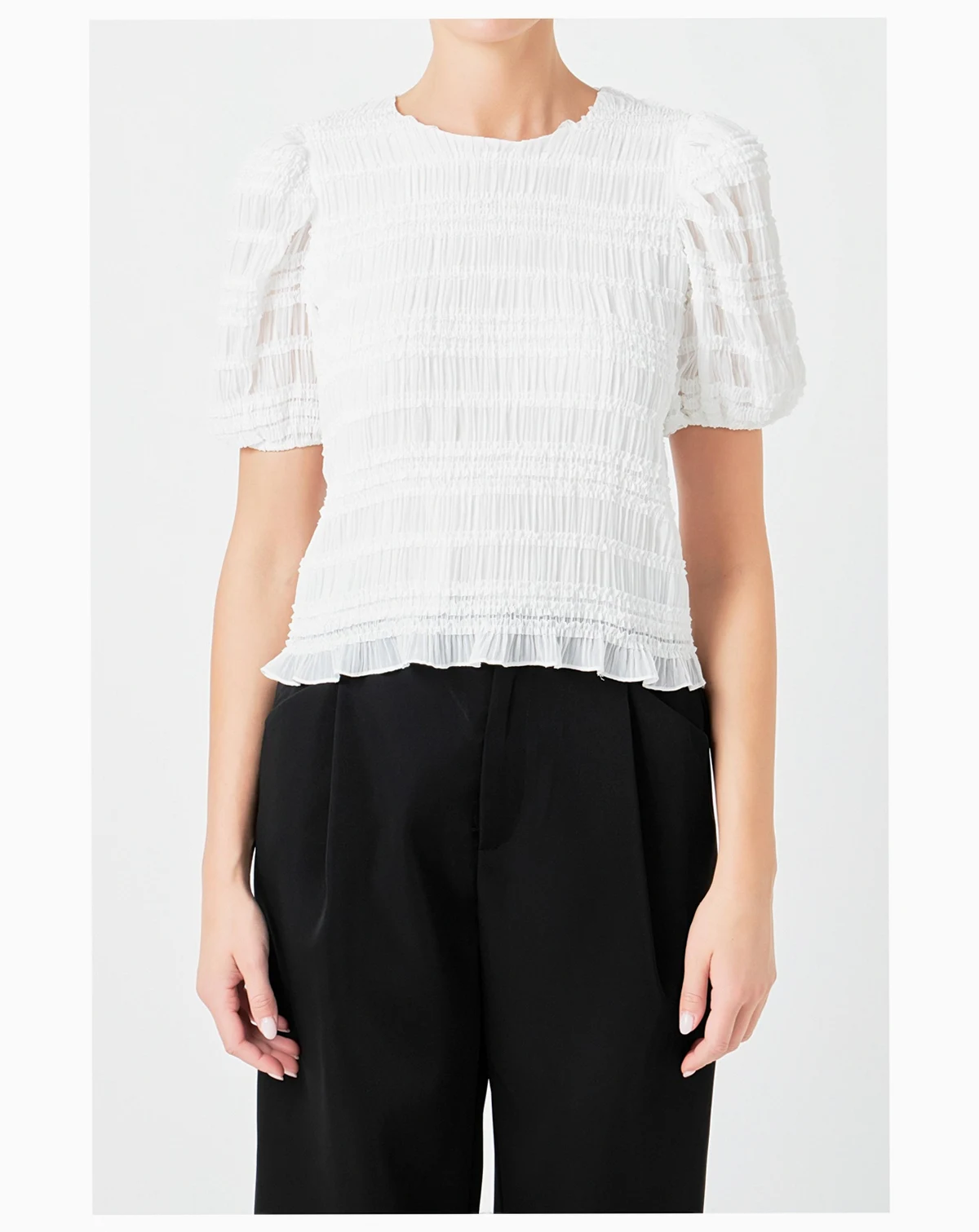 Women's Textured Puff Sleeve Top