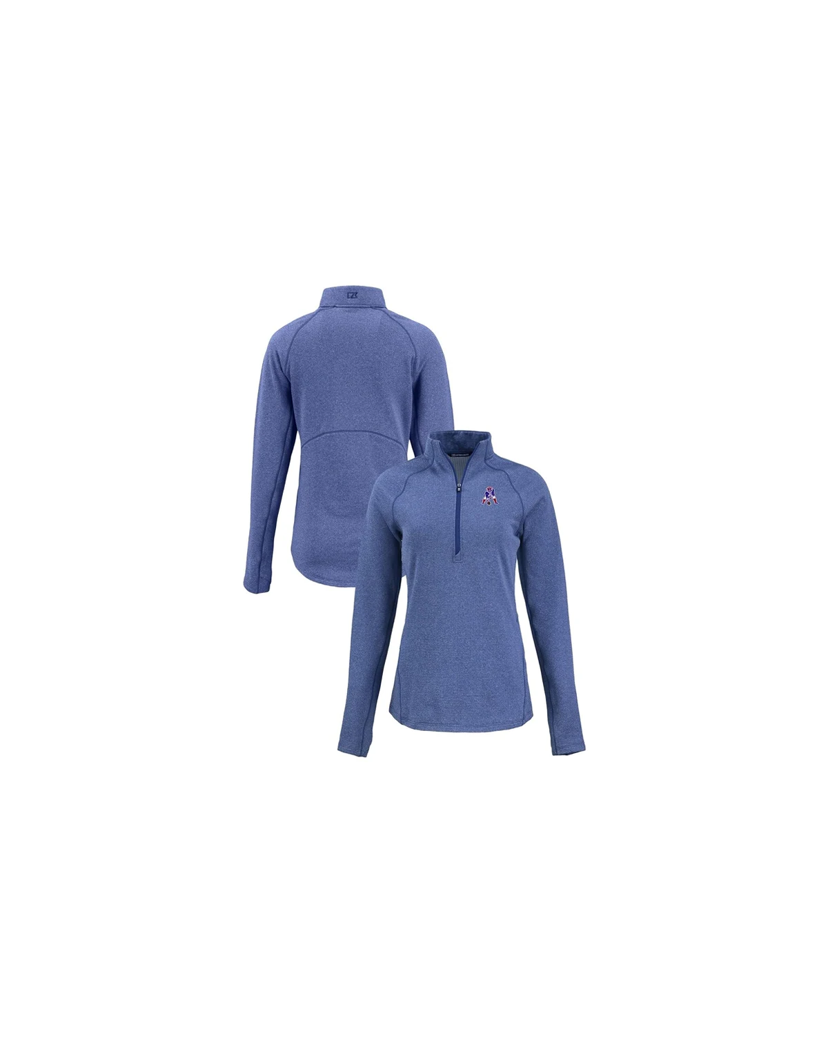 Women's Heather Royal New England Patriots Peshastin Eco Fleece Tri-Blend Raglan Half-Zip Jacket