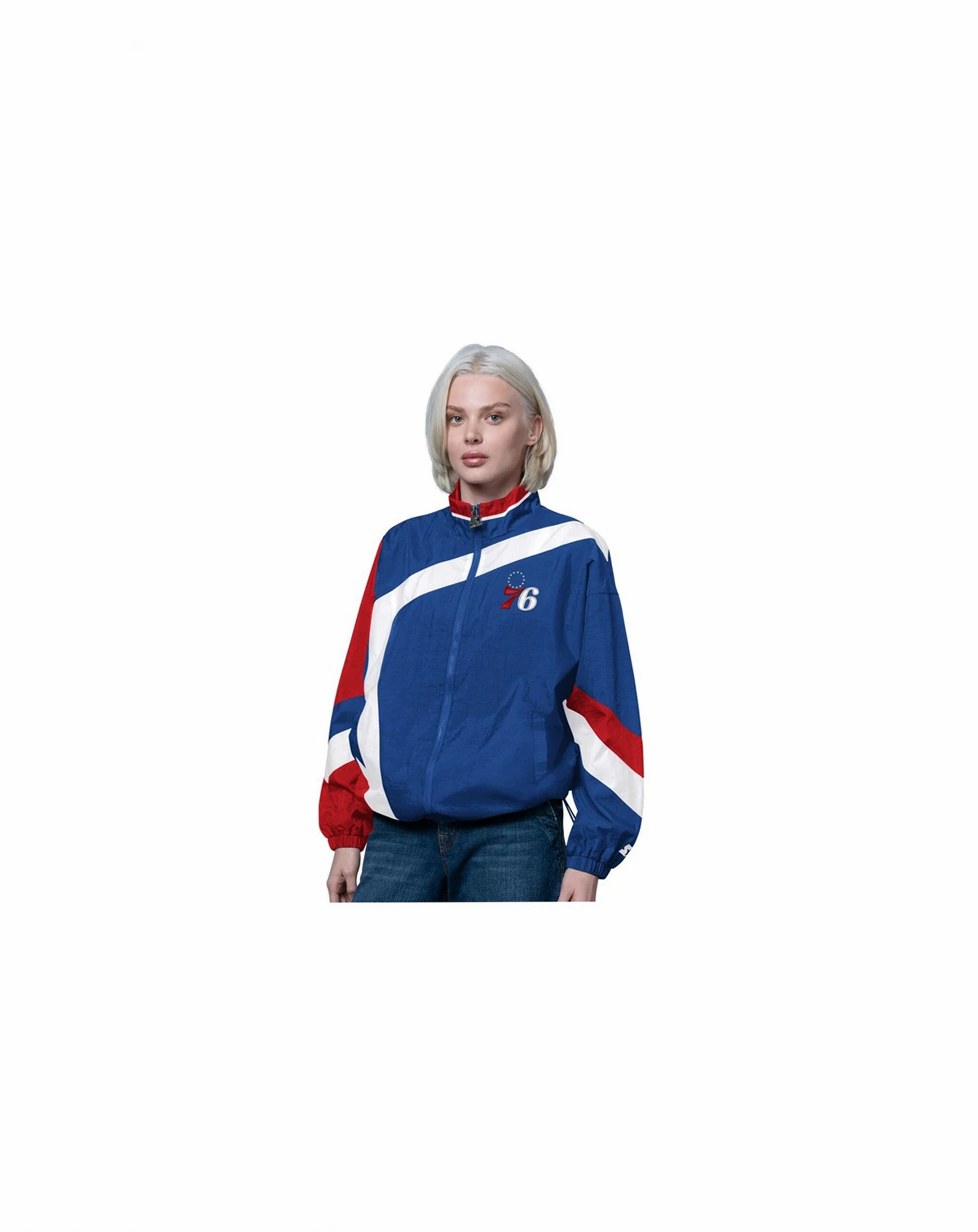 Women's Blue/Red Philadelphia 76ers 1st Quarter Full-Zip Jacket