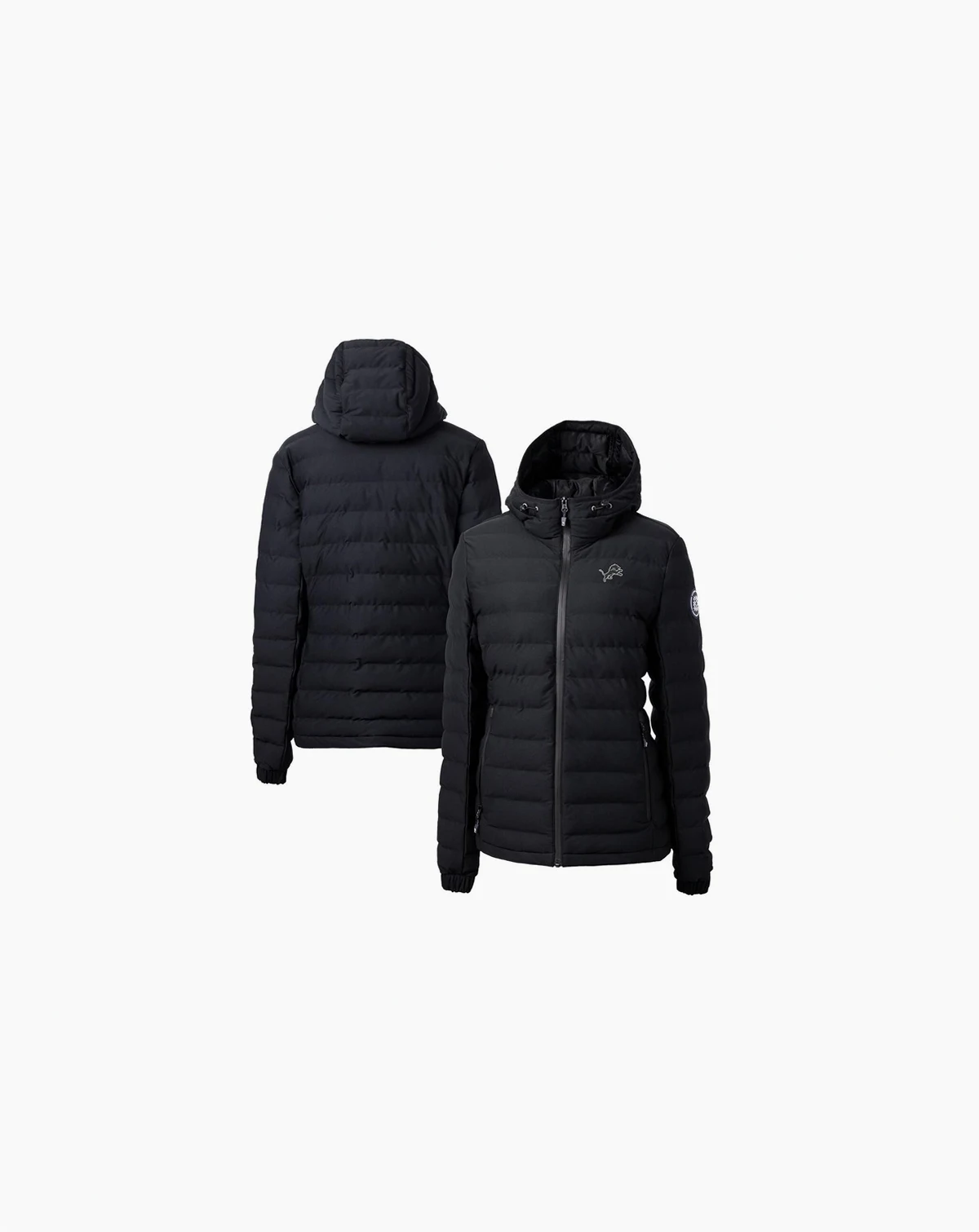 Women's Black Detroit Lions Mission Ridge Eco Insulated Full-Zip Hoodie Puffer Jacket