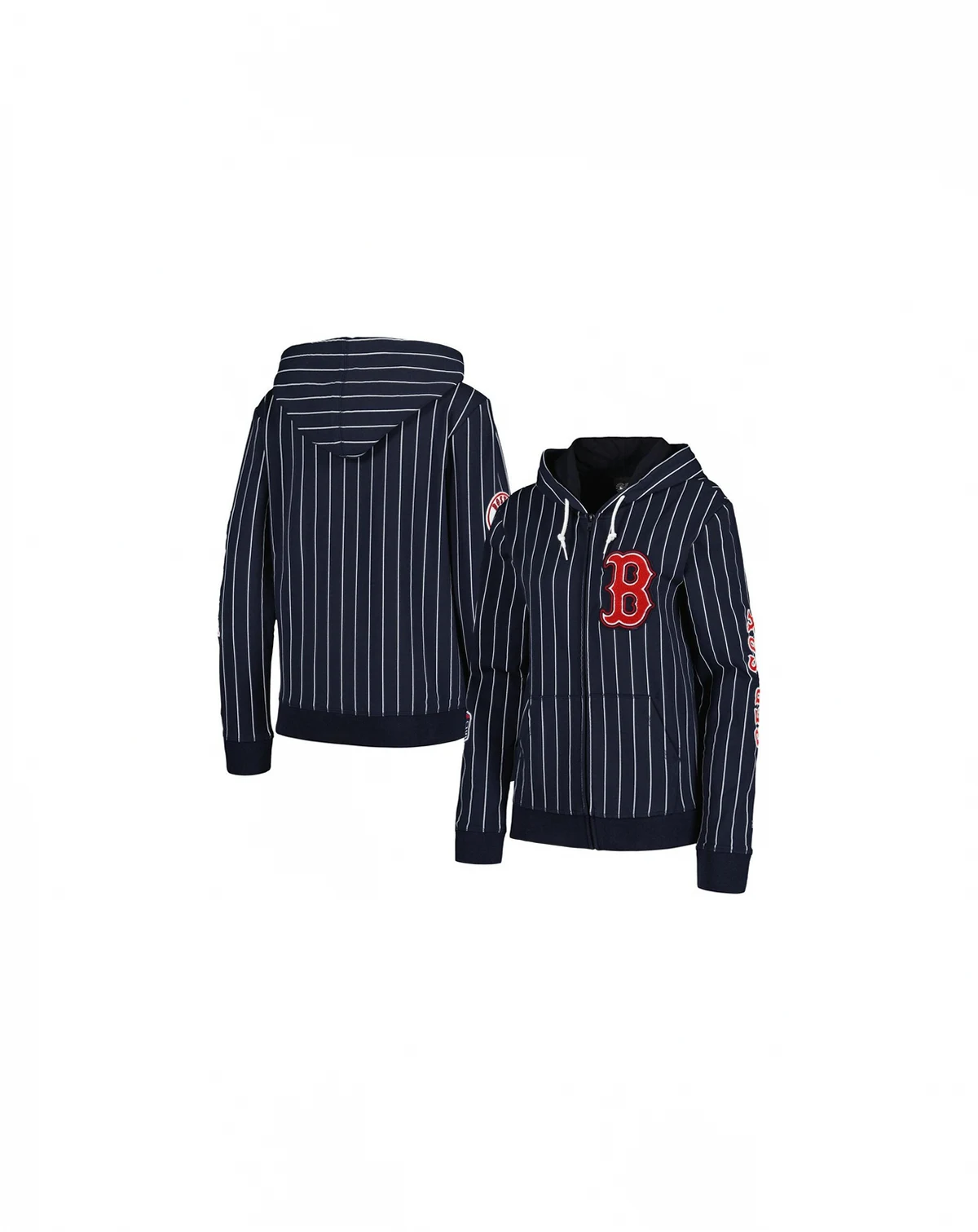 Women's Navy Boston Red Sox Pinstripe Tri-Blend Full-Zip Jacket