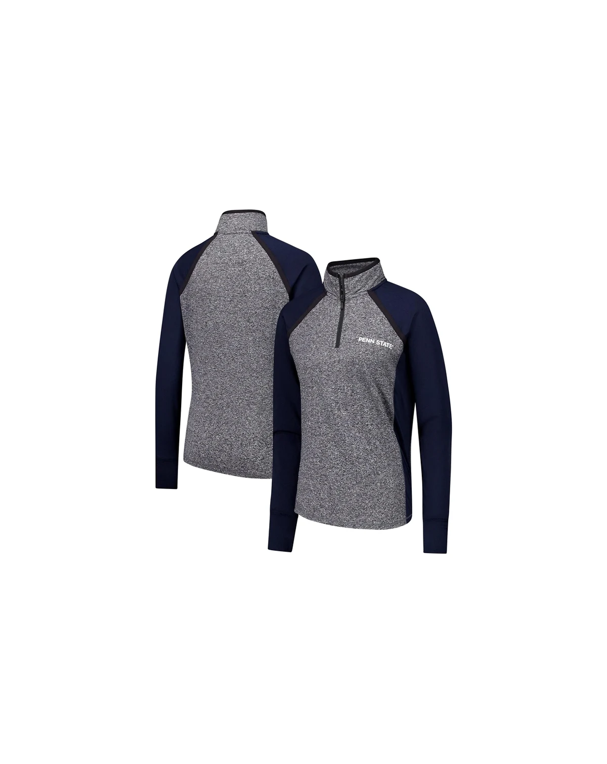 Women's Navy/Heather Gray Penn State Nittany Lions Finalist Raglan Quarter-Zip Jacket