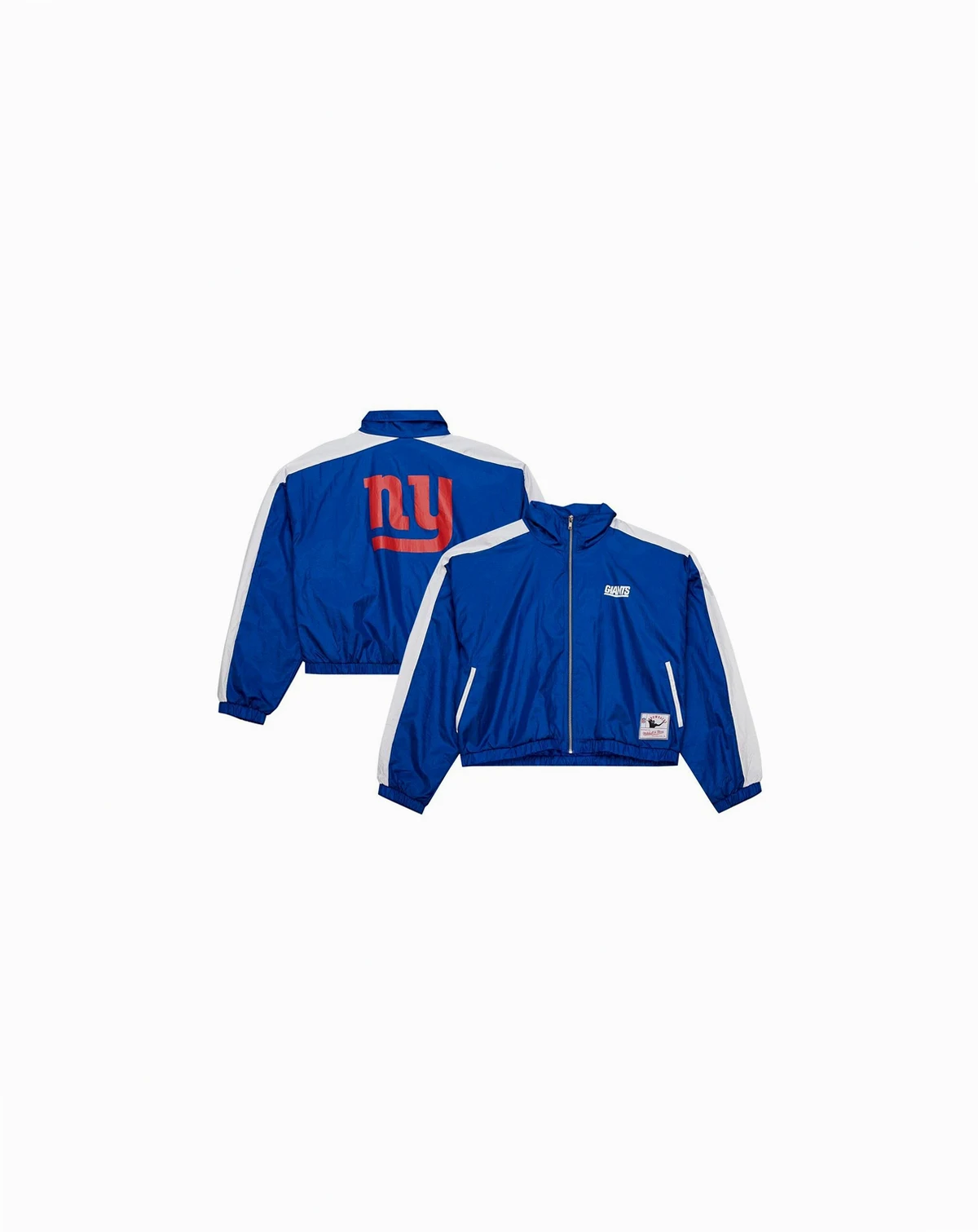 Women's Royal New York Giants Nylon Cropped Full-Zip Jacket