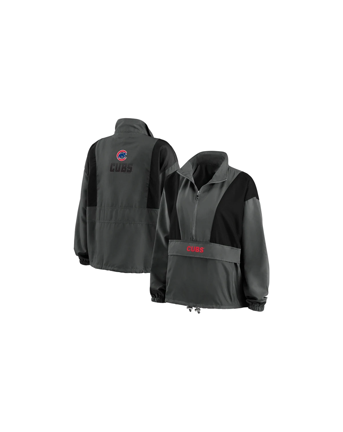 Women's Charcoal Chicago Cubs Packable Half-Zip Jacket