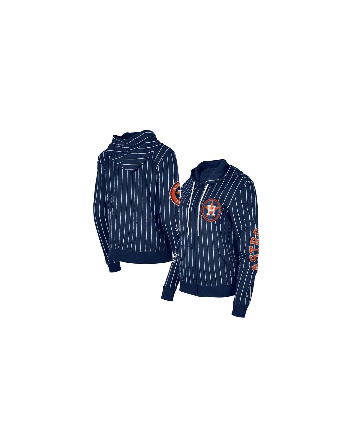 Women's Navy Houston Astros Pinstripe Tri-Blend Full-Zip Hoodie Jacket