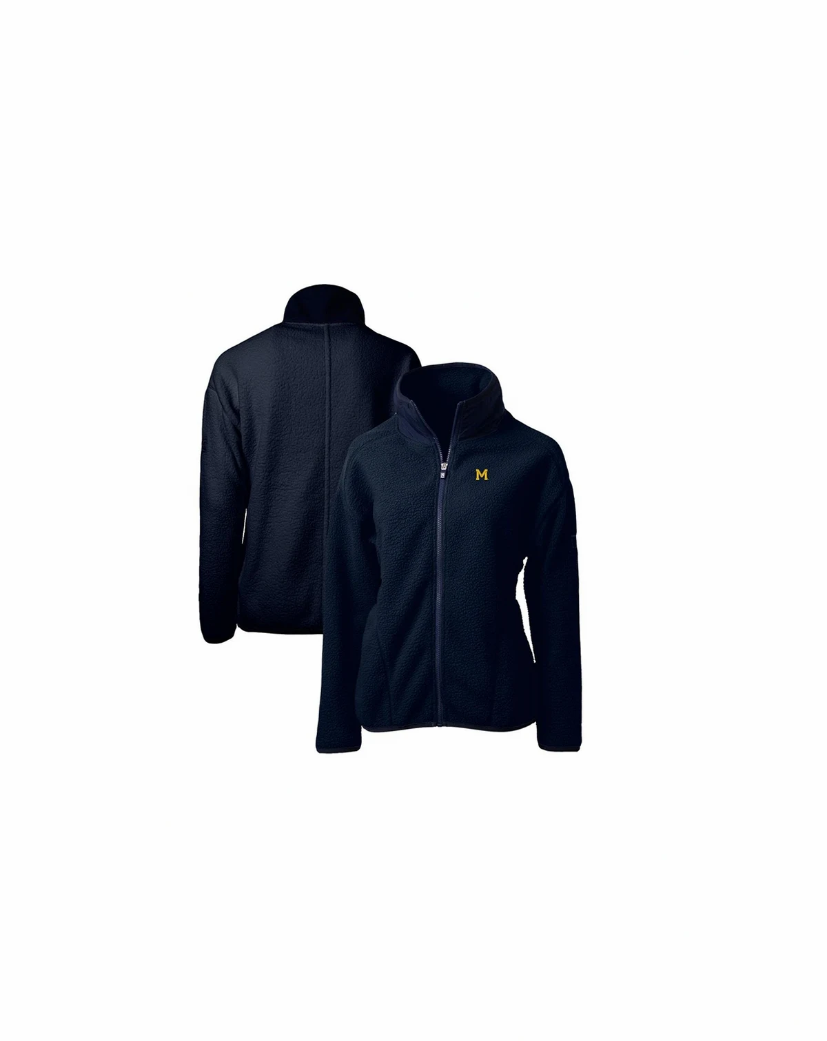 Women's Navy Michigan Wolverines Cascade Eco Sherpa Full-Zip Fleece Jacket