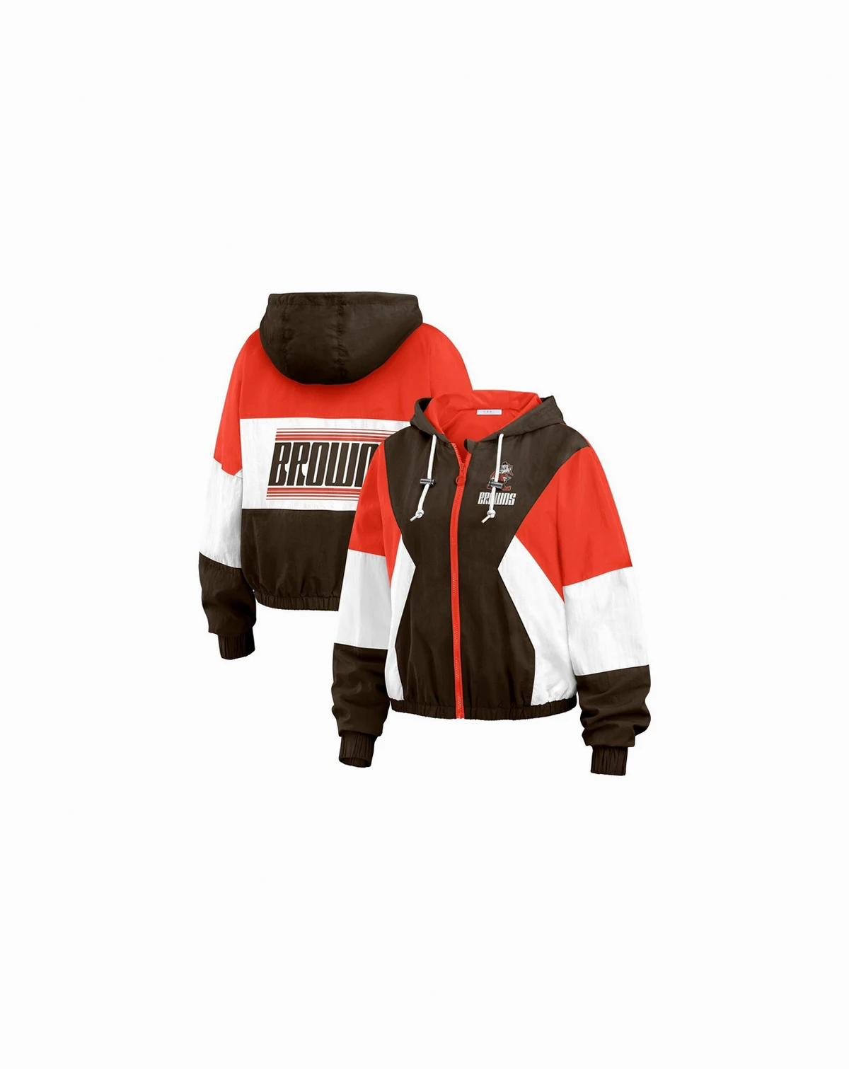 Women's Brown/Orange Cleveland Browns Color Block Full-Zip Windbreaker Jacket