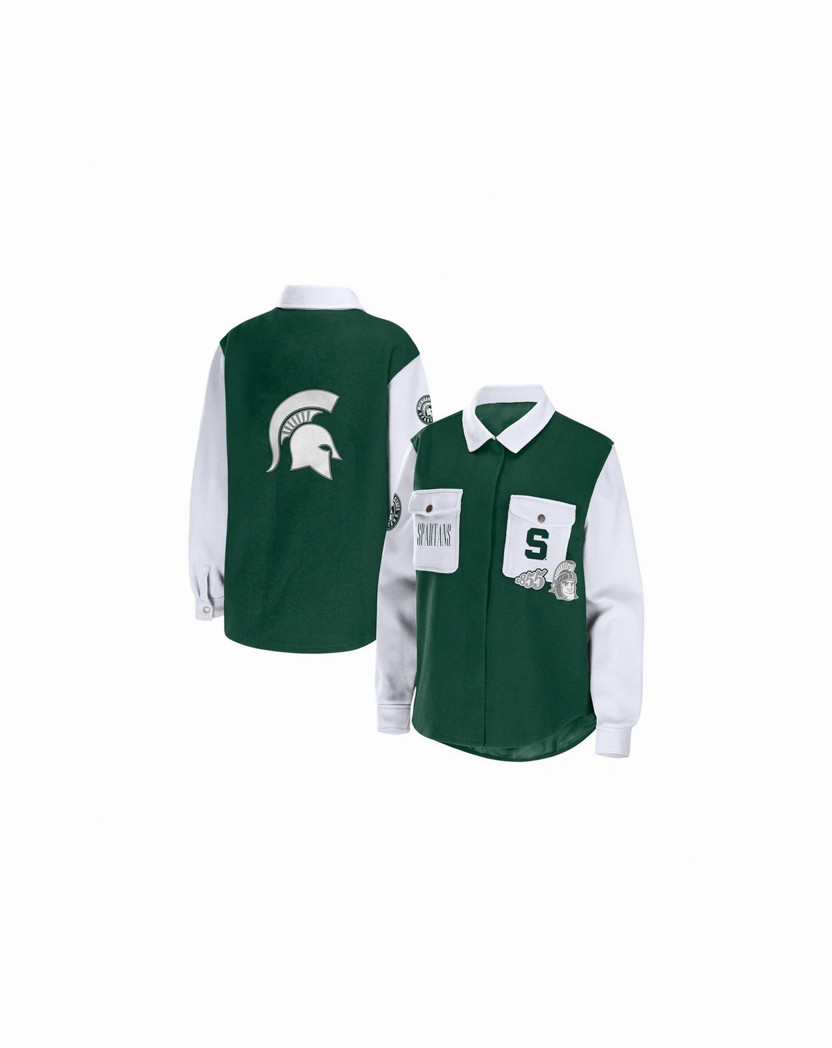 Women's Hunter Green Michigan State Spartans Button-Up Shirt Jacket