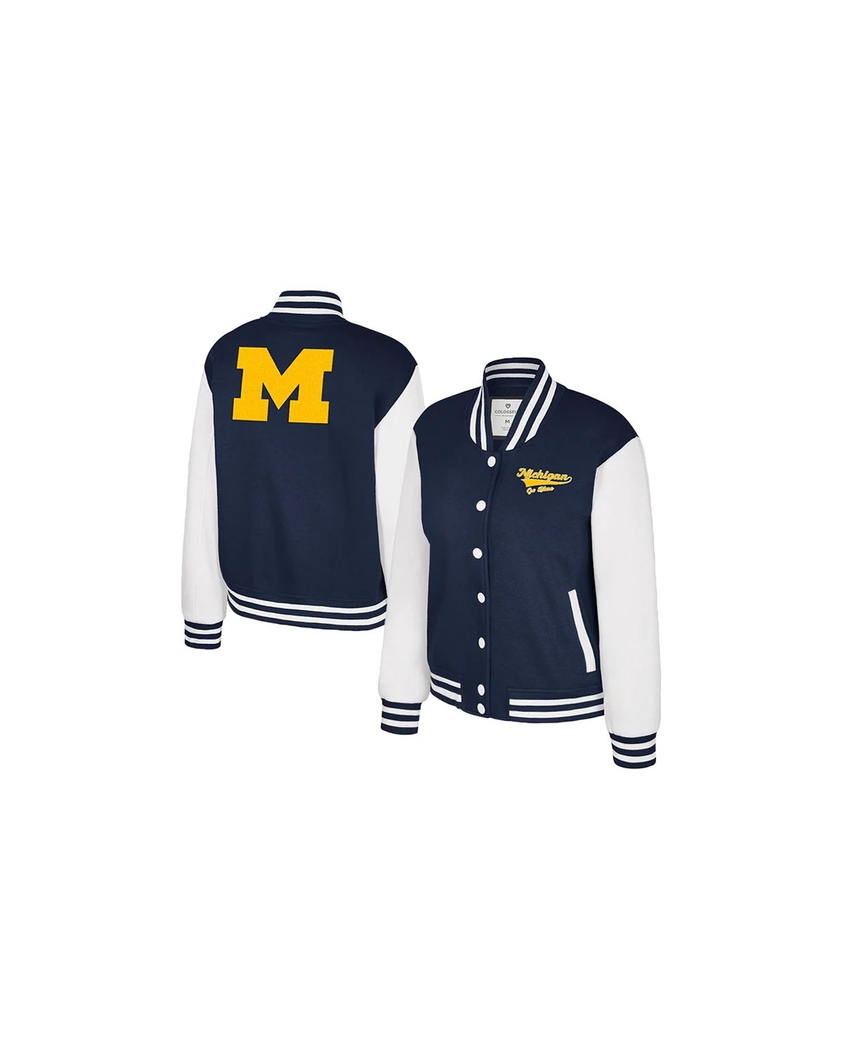 Women's Navy Michigan Wolverines French Baguette Full Snap Fleece Jacket