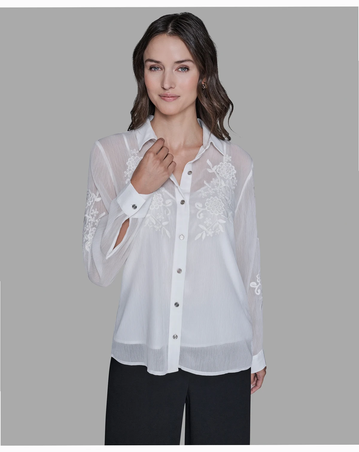 Petite Flower Button Down Shirt