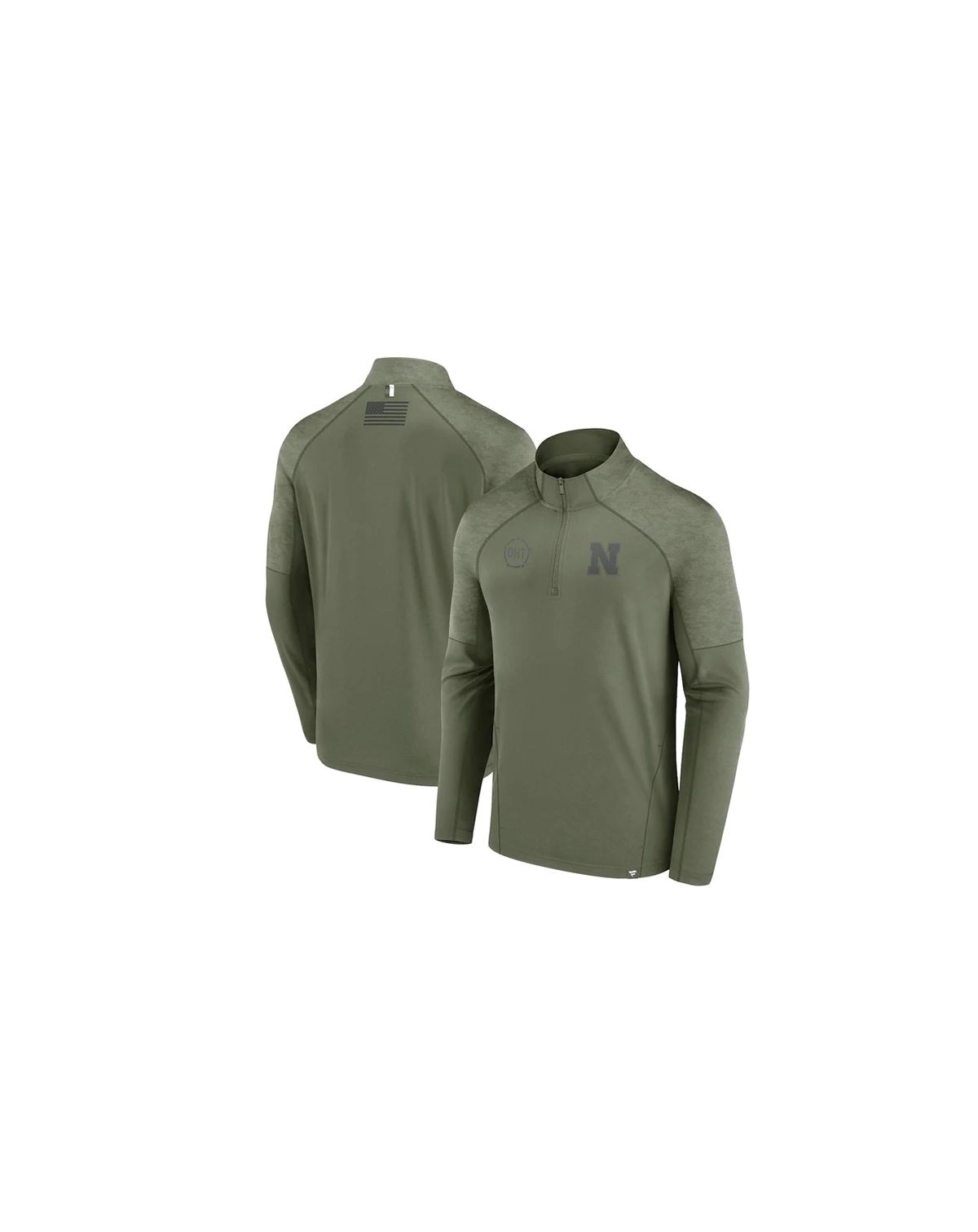 Men's Olive Nebraska Huskers OHT Military-Inspired Appreciation Titan Raglan Quarter-Zip Jacket